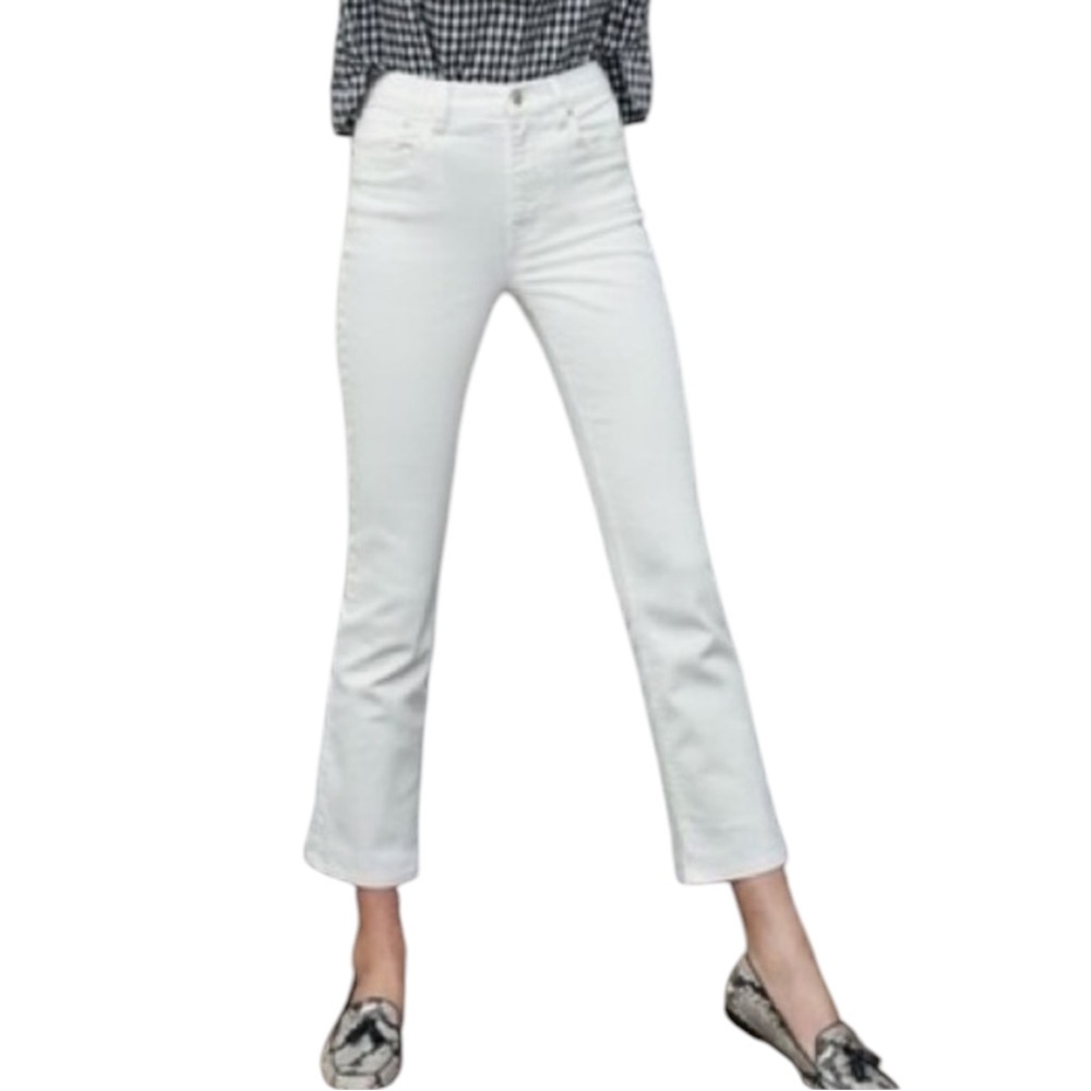 J. Crew White Billie Demi Boot Crop Jeans Kick-flare Denim Pants Size 27 EUC